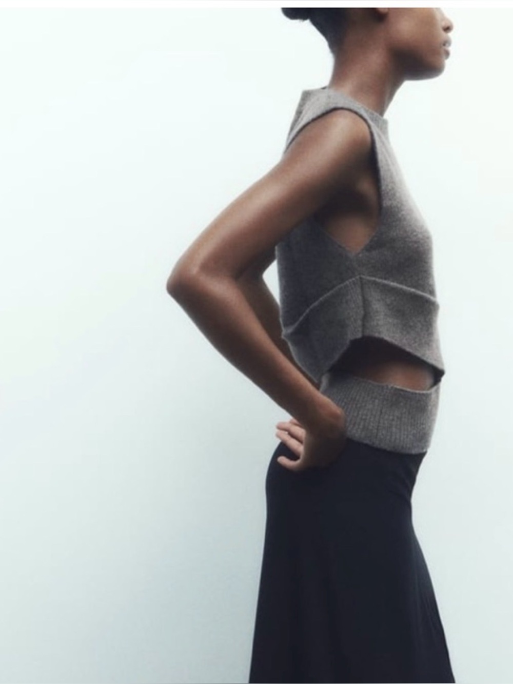 Zara Cut out Knit Wool Blend Sweater in Mid- Gray size Small - Picture 4 of 9